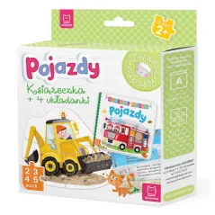 POJAZDY KSIĄŻECZKA I CZTERY UKŁADANKI PUZZLE DLA MALUCHA - Aksjomat