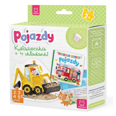 POJAZDY KSIĄŻECZKA I CZTERY UKŁADANKI PUZZLE DLA MALUCHA - Aksjomat