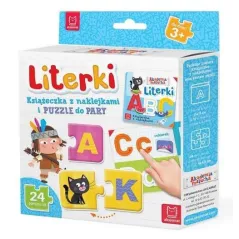LITERKI KSIĄŻECZKA Z NAKLEJKAMI I 24 PUZZLE DO PARY 3+ - Aksjomat