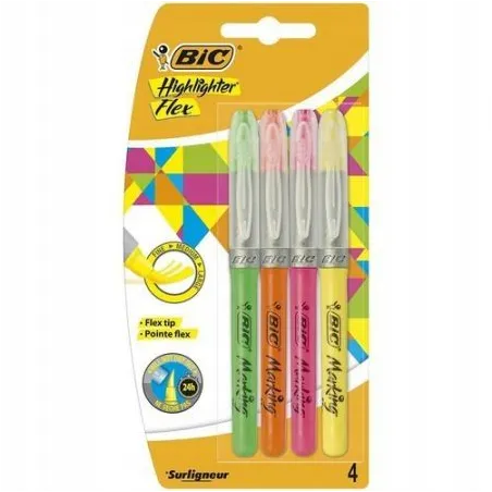 ZAKREŚLACZE BIC HIGHLIGHTER FLEX 4 KOLORY