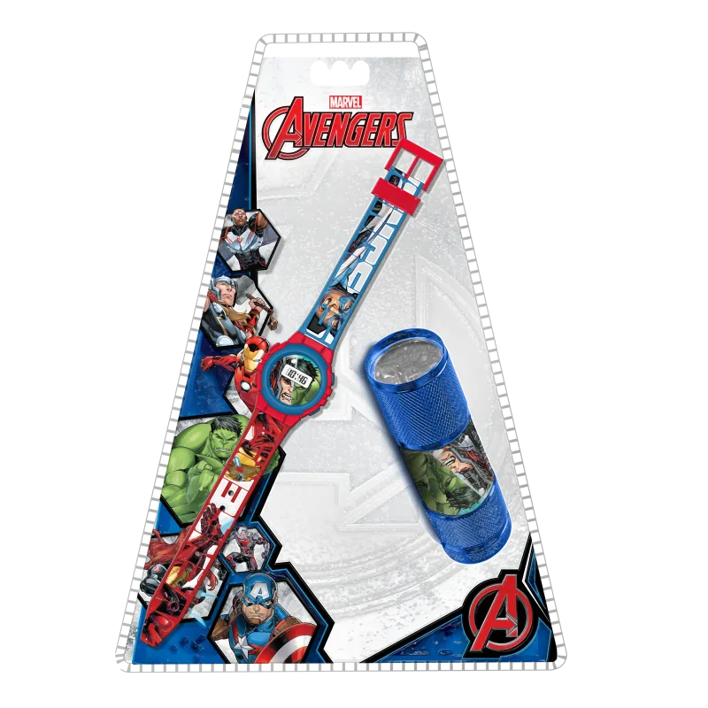 ZEGAREK CYFROWY I LATARKA LED AVENGERS 3+
