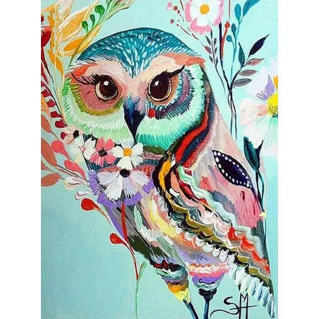 MOZAIKA DIAMENTOWA  KOLOROWA SOWA 40 X 50 CM