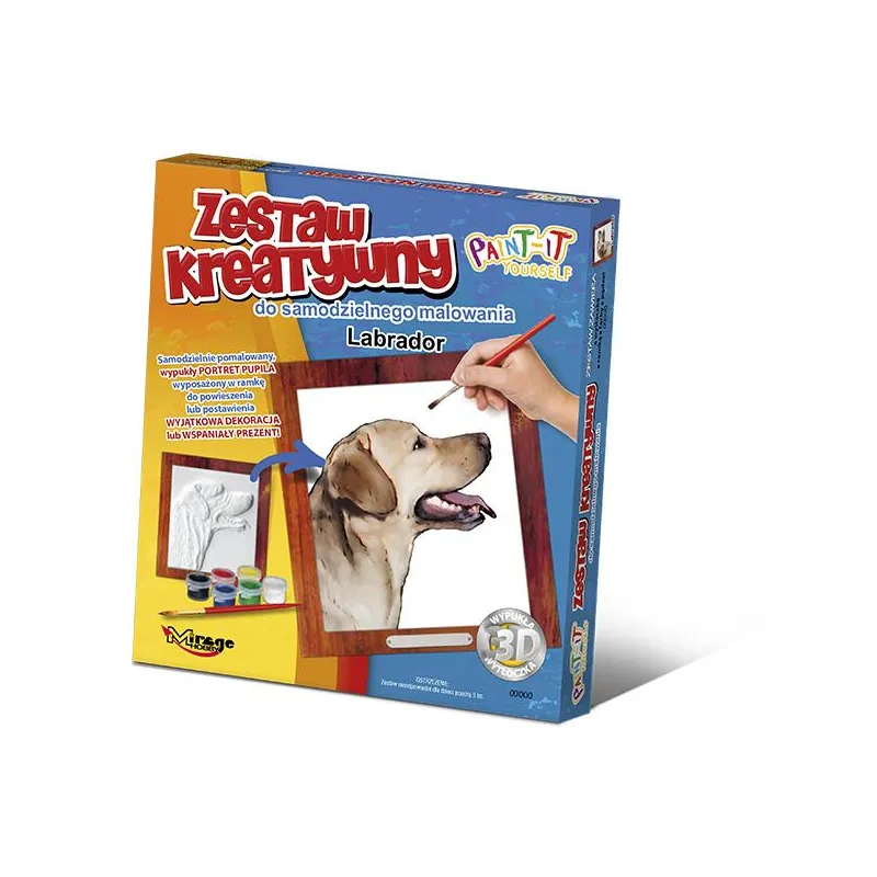WYPUKŁA MALOWANKA PIES LABRADOR ZESTAW KREATYWNY 5+