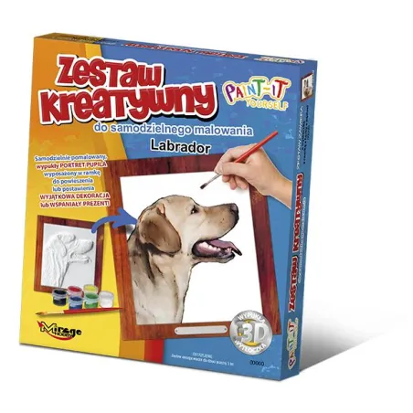 WYPUKŁA MALOWANKA PIES LABRADOR ZESTAW KREATYWNY 5+