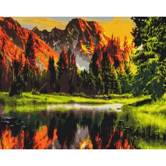 MALOWANIE PO NUMERKACH ZACHÓD SŁOŃCA W GÓRSKIEJ DOLINIE 40 X 50 CM