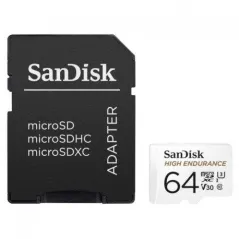 KARTA PAMIĘCI MICROSD 64 GB, CLASS C10 + ADAPTER SANDISK HIGH ENDURANCE MONITORING