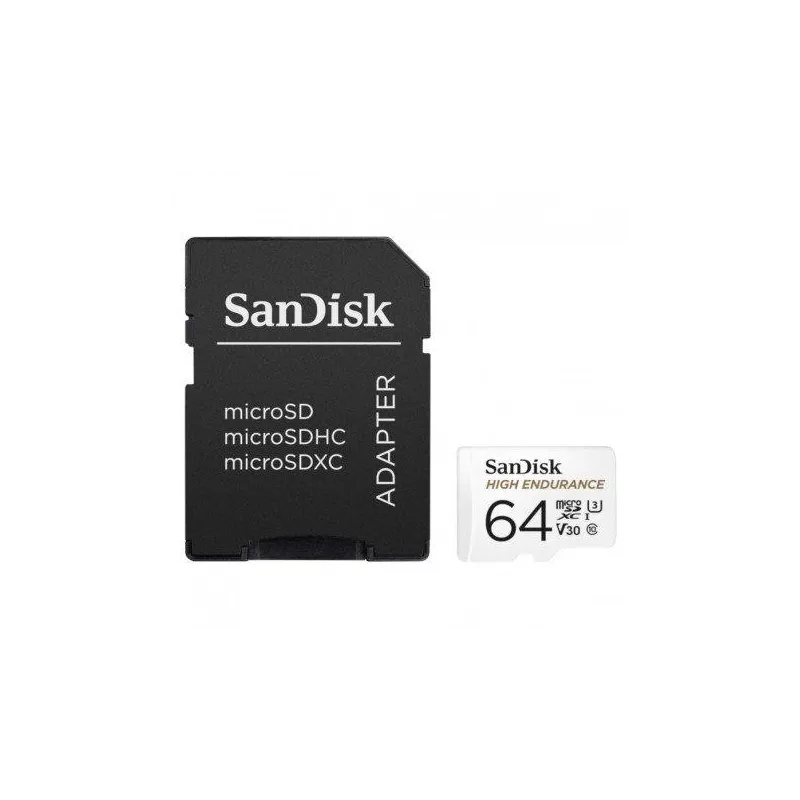 KARTA PAMIĘCI MICROSD 64 GB, CLASS C10 + ADAPTER SANDISK HIGH ENDURANCE MONITORING