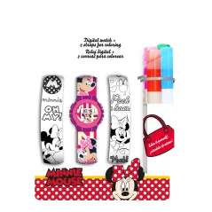 ZEGAREK CYFROWY Z PASKAMI DO KOLOROWANIA DISNEY MINNIE +