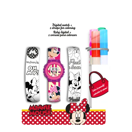 ZEGAREK CYFROWY Z PASKAMI DO KOLOROWANIA DISNEY MINNIE +