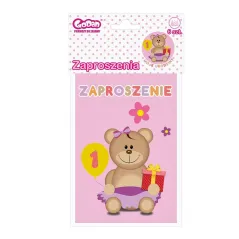 ZAPROSZENIA NA 1 URODZINY 6 SZTUK RÓŻOWE