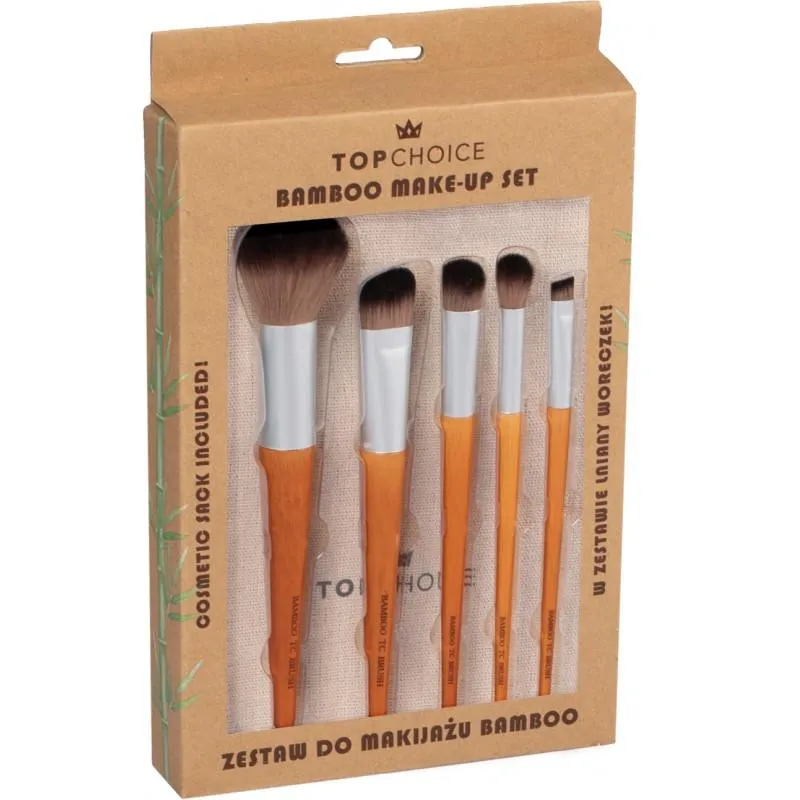 ZESTAW PĘDZLI DO MAKIJAŻU BAMBOO 5 SZT. TOP CHOICE