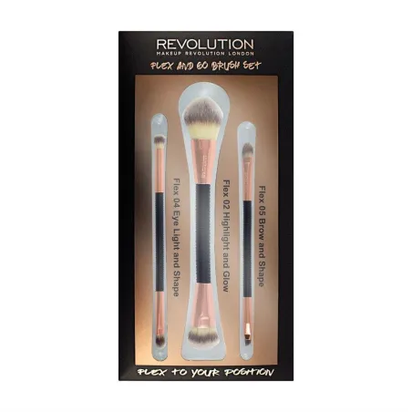 Zestaw Pędzli Do Makijażu 3 Szt Makeup Revolution Brush Flex & Go