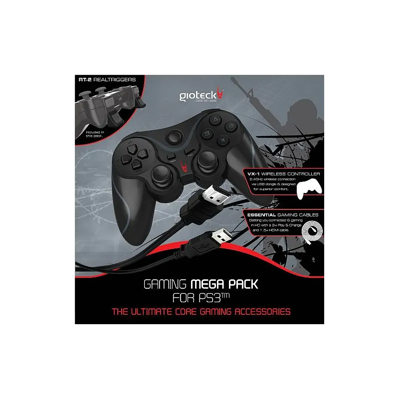 GIOTECK ZESTAW AKCESORIÓW PS3 PAD + NAKŁADKI + HDMI