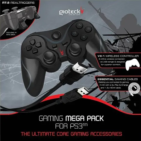 GIOTECK ZESTAW AKCESORIÓW PS3 PAD + NAKŁADKI + HDMI