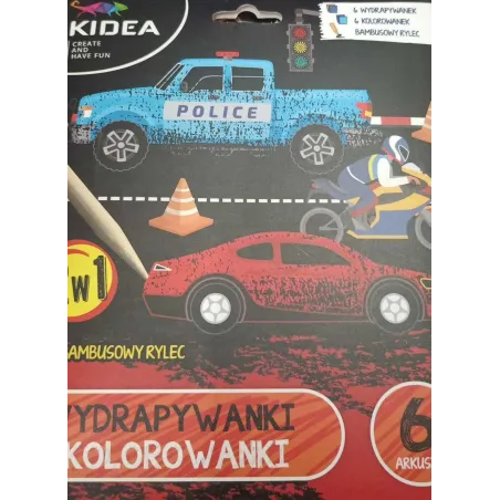 AUTA. WYDRAPYWANKA I KOLOROWANKA 2W1 KIDEA