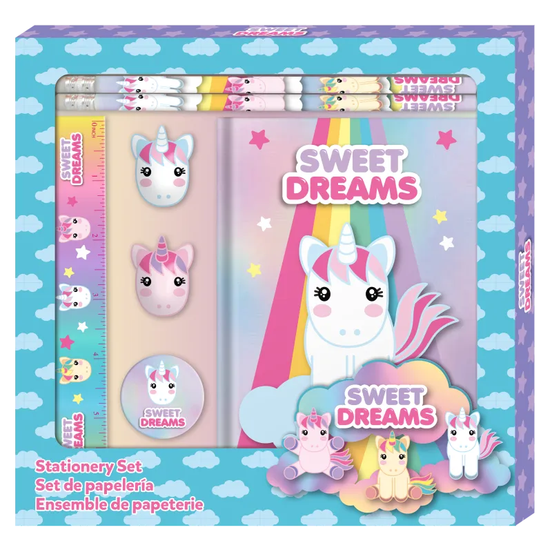 ZESTAW PIŚMIENNICZY 7 ELEMENTÓW SWEET DREAMS JEDNOROŻEC