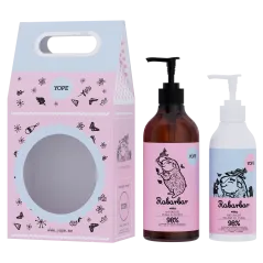 ZESTAW NATURALNYCH KOSMETYKÓW - MYDŁO W PŁYNIE 500ML I BALSAM DO PIELĘGNACJI 300ML YOPE RABARBAR I RÓŻA