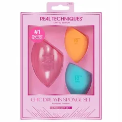 REAL TECHNIQUES CHIC DREAMS SPONGE 2 GĄBKI DO MAKIJAŻU + ETUI PODRÓŻNE