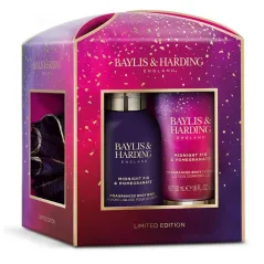 BAYLIS &HARDING ZESTAW KOSMETYKÓW PŁYN DO MYCIA CIAŁA 100 ML + BALSAM DO CIAŁA 50 ML ZAPACH FIGI I GRANATU + MYJKA