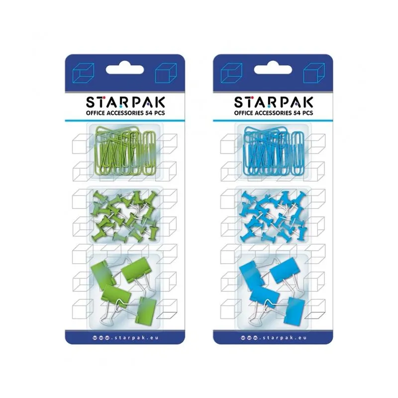 AKCESORIA BIUROWE SPINACZE KLIPSY PINEZKI 54 ELEMENTY STARPAK
