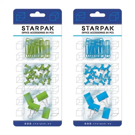 AKCESORIA BIUROWE SPINACZE KLIPSY PINEZKI 54 ELEMENTY STARPAK