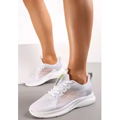 Biało-Szare Sznurowane Buty Sportowe Na Płaskiej Podeszwie Z Siateczki Rozmiar 38