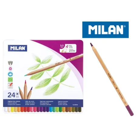 KREDKI OŁÓWKOWE SZEŚCIOKĄTNE 24 KOLORY MILAN