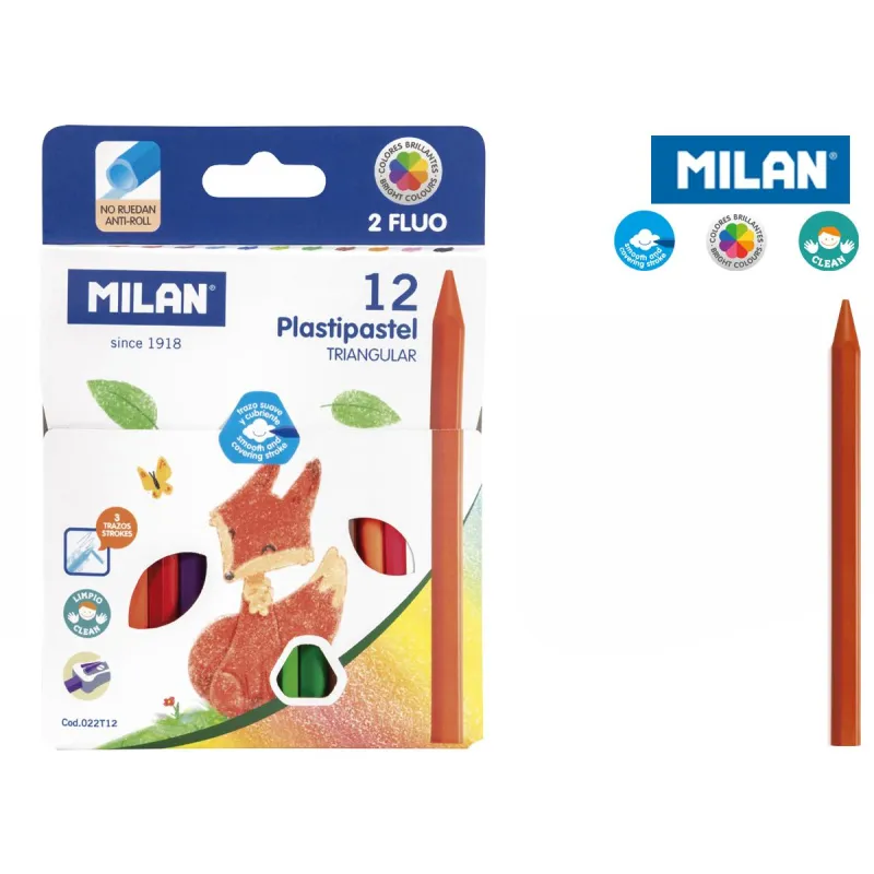 KREDKI ŚWIECOWE TRÓJKĄTNE 12 KOLORÓW MILAN