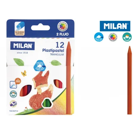 KREDKI ŚWIECOWE TRÓJKĄTNE 12 KOLORÓW MILAN