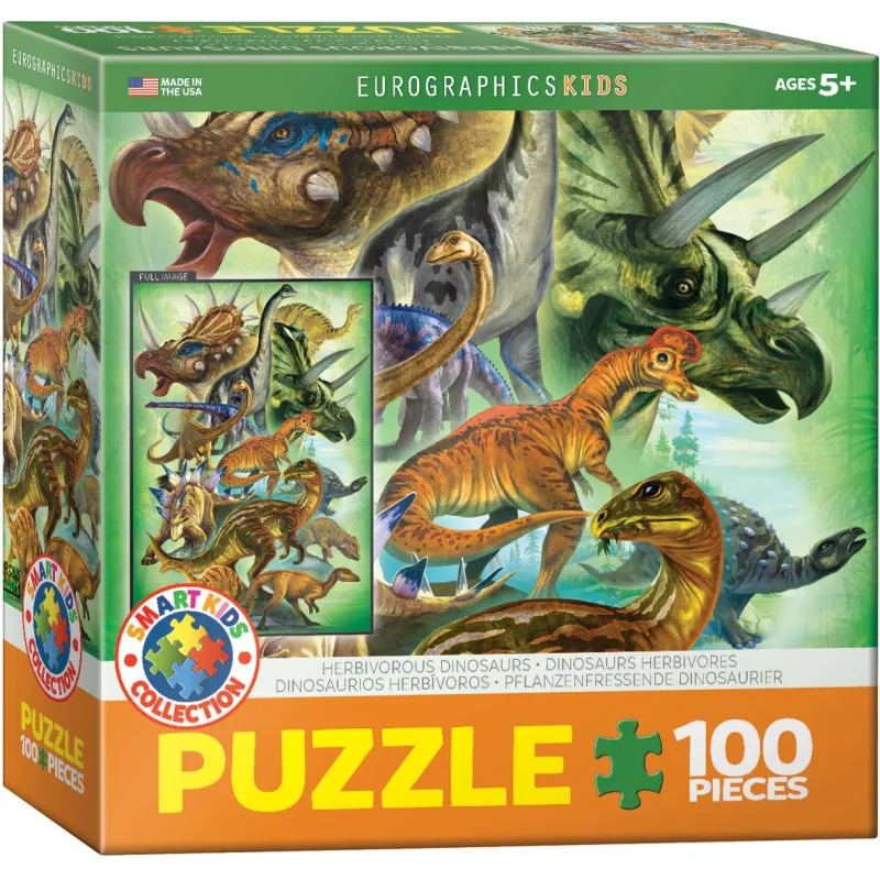 DINOZAURY ROŚLINOŻERNE PUZZLE 100 ELEMENTÓW EUROGRAPHISC 5+