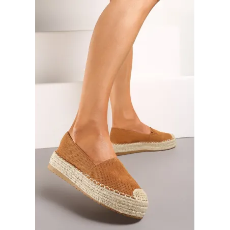 Brązowe Casualowe Espadryle Na Grubej Podeszwie Ozdobionej Plecionką Rozmiar 40 Brązowe Casualowe Espadryle Na Grubej Podeszwie Ozdobionej Plecionką Rozmiar 40