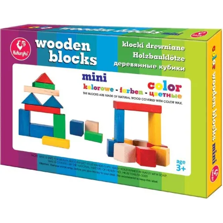 KLOCKI DREWNIANE MINI KOLOROWE 3+