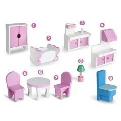 DUŻY DREWNIANY DOMEK DLA LALEK Z AKCESORIAMI 70 X 62 X 27 CM RICOKIDS 7801 II GATUNEK