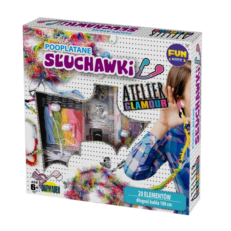 SŁUCHAWKI POOPLATANE ATELIER GLAMOUR ZESTAW KREATYWNY 6+