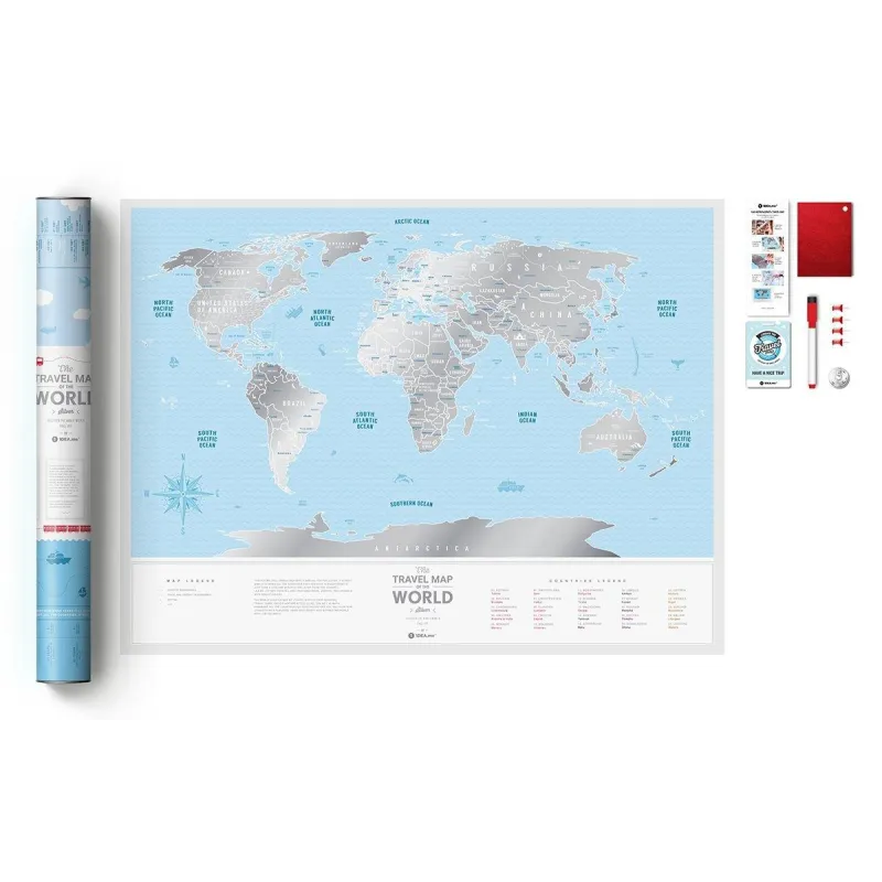 MAPA ZDRAPKA ŚWIAT TRAVEL MAP SILVER WORLD