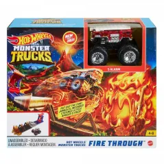 HOT WHEELS ZESTAW KASKADERSKI Z PŁOMIENIAMI MONSTER TRUCKS 4+