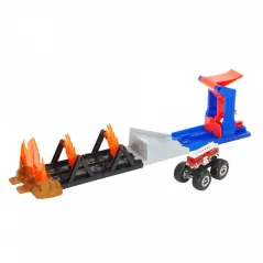 HOT WHEELS ZESTAW KASKADERSKI Z PŁOMIENIAMI MONSTER TRUCKS 4+