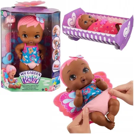 MY GARDEN BABY LALKA BOBASEK MOTYLEK KARMIENIE I PRZEWIJANIE 30 CM KORALOWA 3+