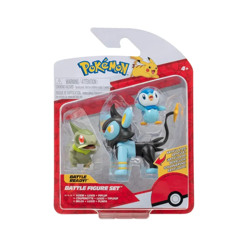 POKEMON 3 FIGURKI BITEWNE AXEW LUXIO PIPLUP 3+