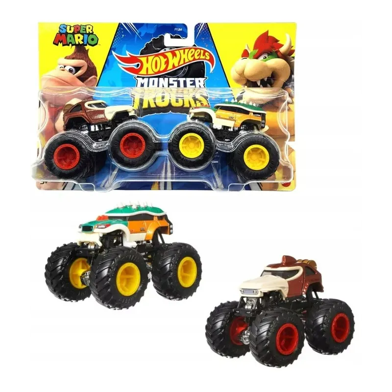 HOT WHEELS MONSTER TRUCKS DEMOLITION DOUBLES SUPER MARIO DONKEY VS BOWSER 3+
