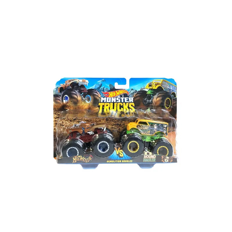 HOT WHEELS MONSTER TRUCKS HOTWEILER VS HOUND HAULER 3+