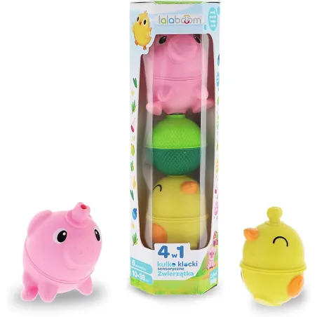 Kulko Klocki Sensoryczne Zwierzątka 4W1 Lalaboom 10M+ Kulko Klocki Sensoryczne Zwierzątka 4W1 Lalaboom 10M+