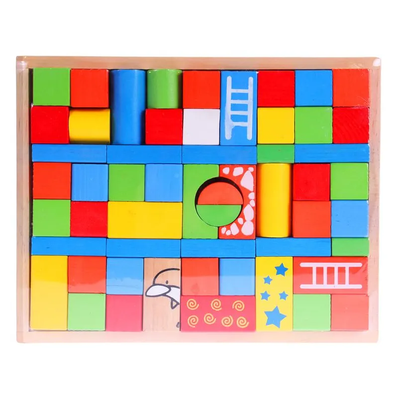 KLOCKI DREWNIANE 53 ELEMENTY MEGA CREATIVE 3+