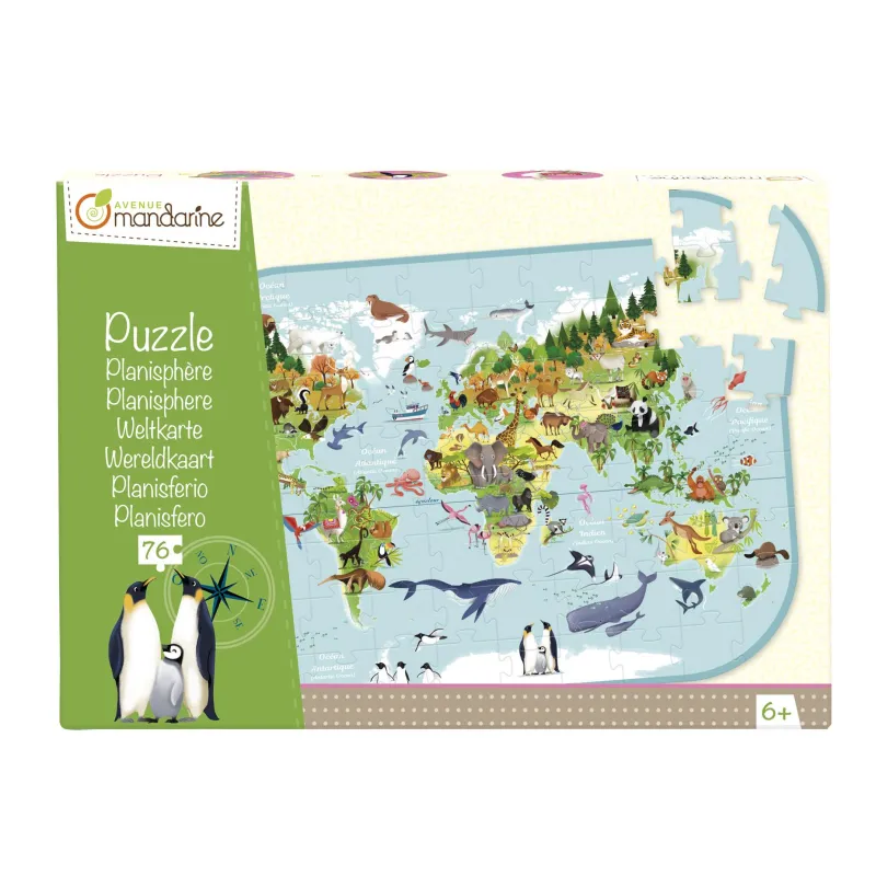 MAPA WYSTĘPOWANIA ZWIERZĄT PUZZLE 76 ELEMENTÓW 6+