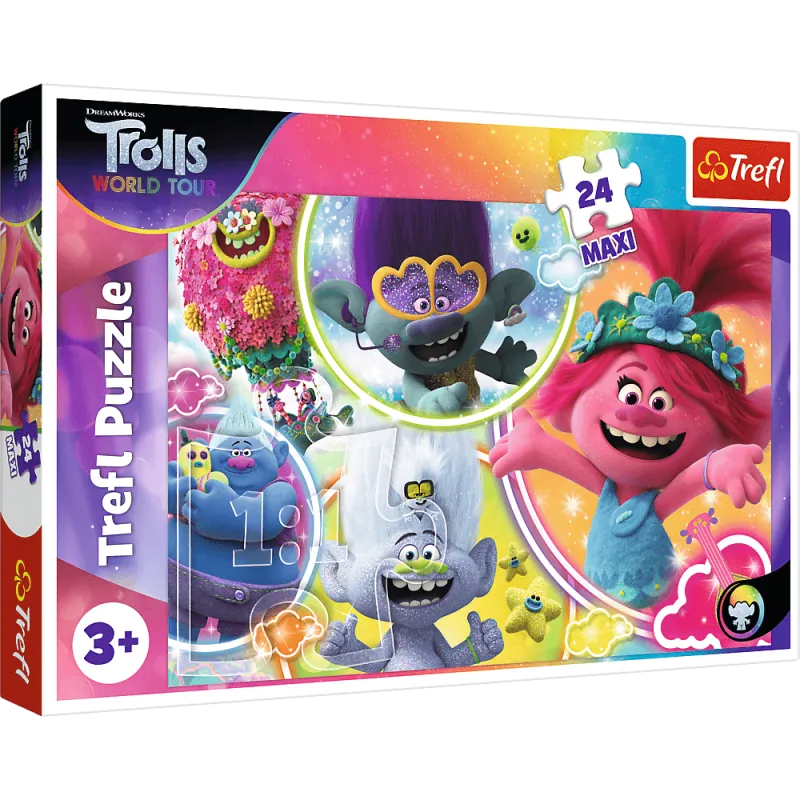 MUZYCZNY ŚWIAT TROLI PUZZLE 24ELEMENTY MAXI 3+