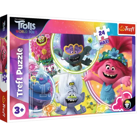 MUZYCZNY ŚWIAT TROLI PUZZLE 24ELEMENTY MAXI 3+