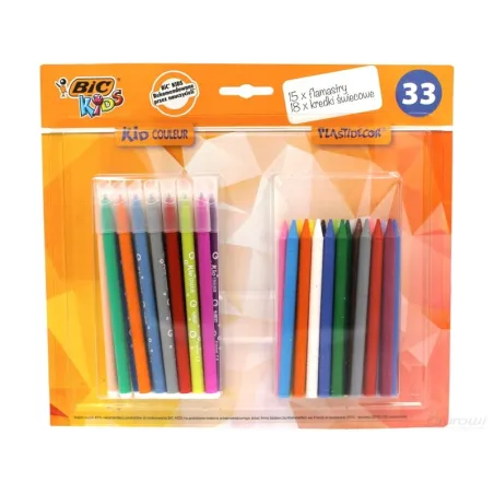 Flamastry + Kredki Świecowe 33 Elementy Bic Flamastry + Kredki Świecowe 33 Elementy Bic