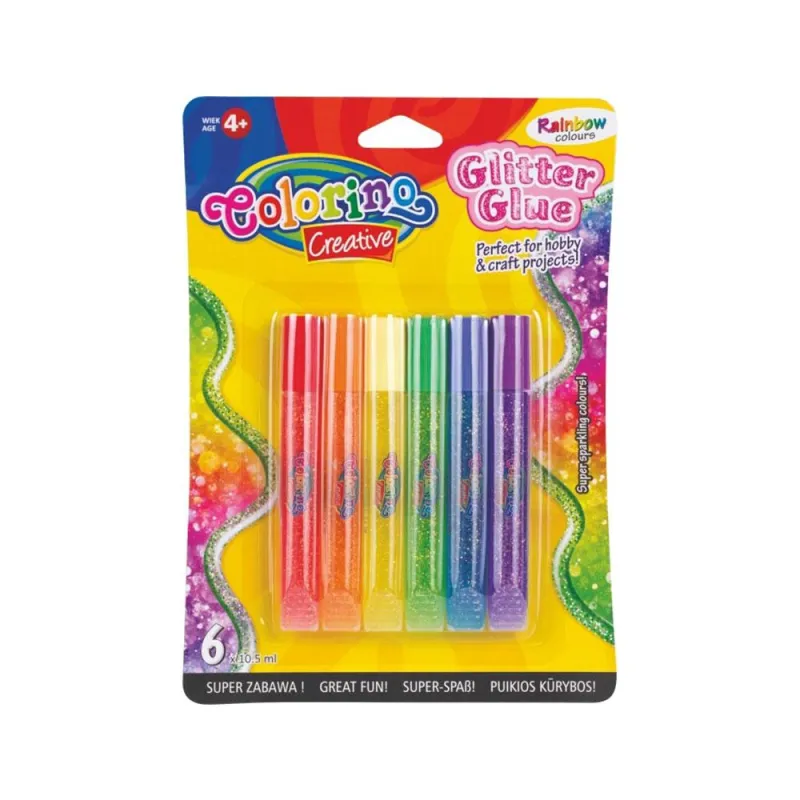 KLEJ BROKATOWY 6 KOLORÓW RAINBOW COLORINO KIDS 4+