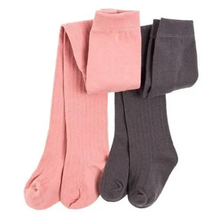RAJSTOPY DZIEWCZĘCE BAWEŁNIANE 2-PACK RÓŻOWE I SZARE 116-122 CM COOL CLUB