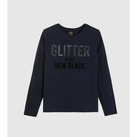 BLUZKA DZIEWCZĘCA Z NADRUKIEM GLITTER IS THE NEW BLACK 146 CM COOL CLUB